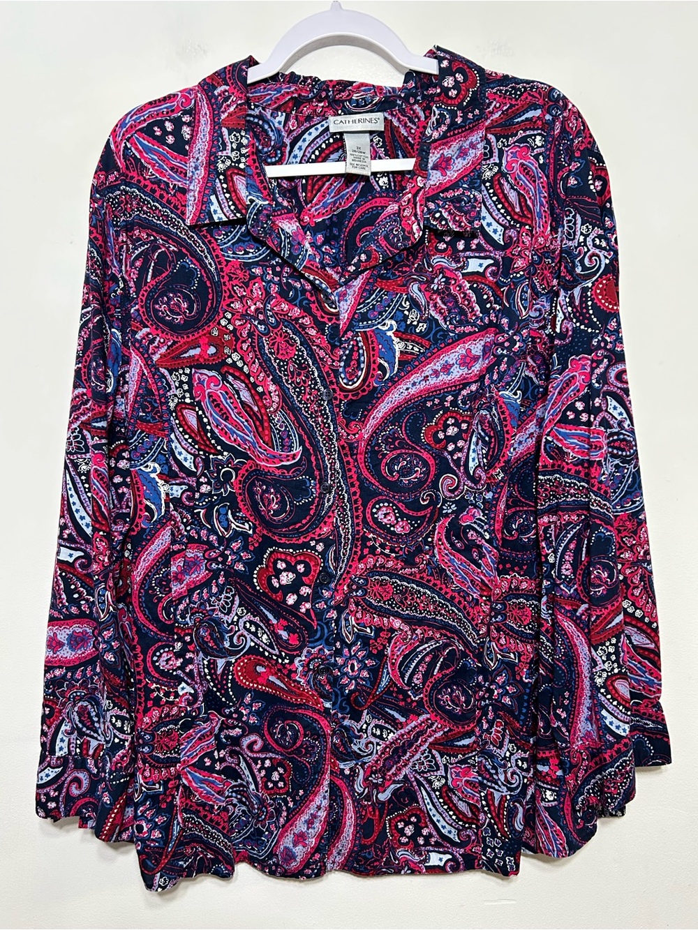 Catherines Paisley Button Up Shirt Womens Size 3X